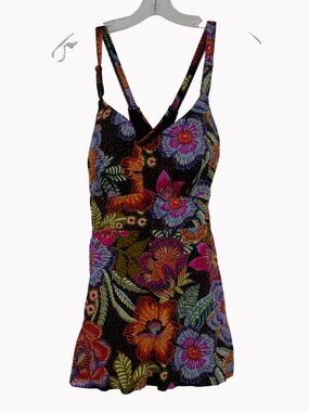 Torrid 0 Womens  sz 12 Multi color Floral Swim Dress top Padded Cups